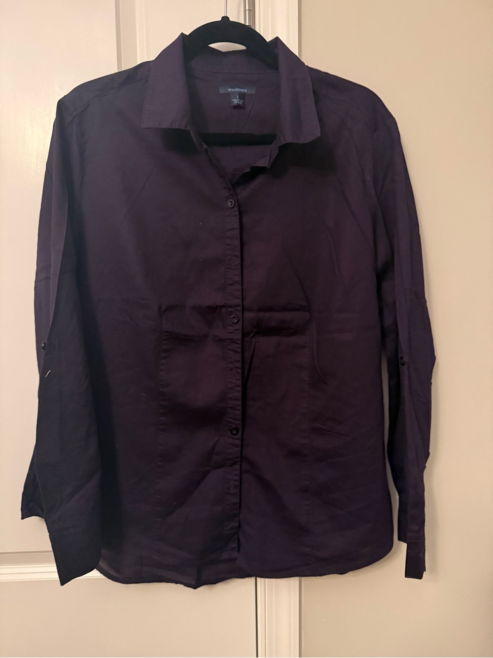Westbound Women's Dark Purple Button-Up Blouse
